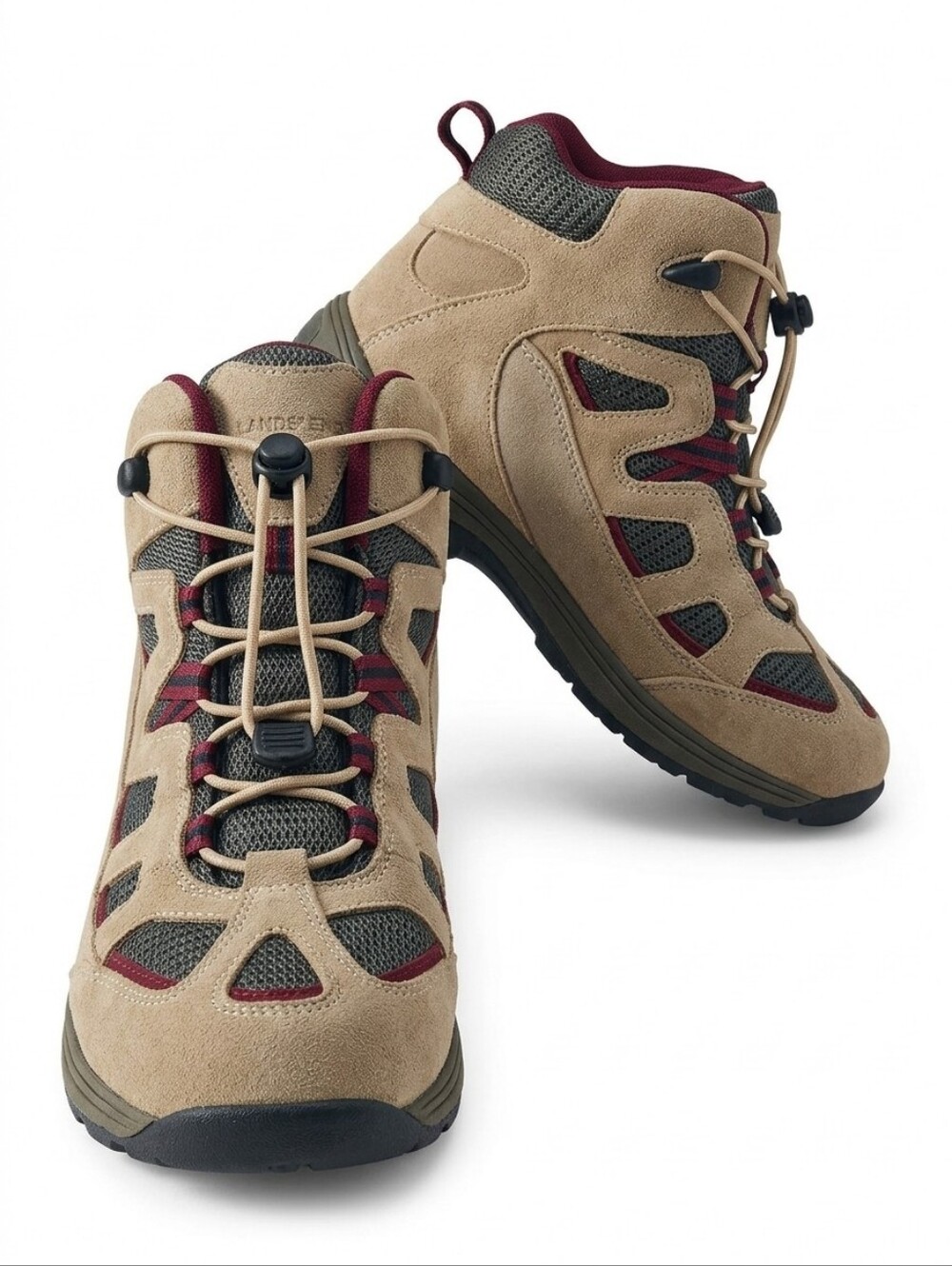 Lands End Suede Hiking Boots Tan Maroon Gray Size 6>>>🤍💝